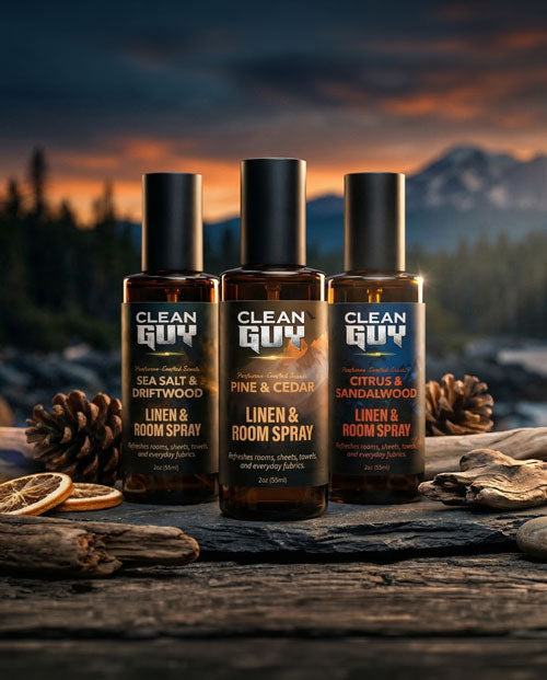 Clean Guy linen and room spray in masculine scents