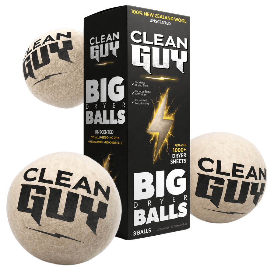 100% New Zealand Wool Dryer Balls - 3 Pack - UNSCENTED - Clean Guy