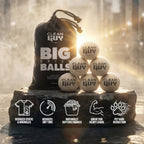 Clean Guy dryer balls with packaging on a stone surface