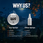 Advertisement for 'Clean Guy' sprays with a scenic background and comparison of their products to others.