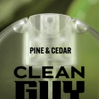 Clear plastic product with 'Pine & Cedar Clean Guy' text on a green background
