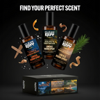 Three bottles of Clean Guy linen and room spray with a box on a dark background.