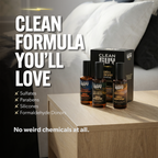 Clean Guy products on a nightstand with text highlighting their clean formula.