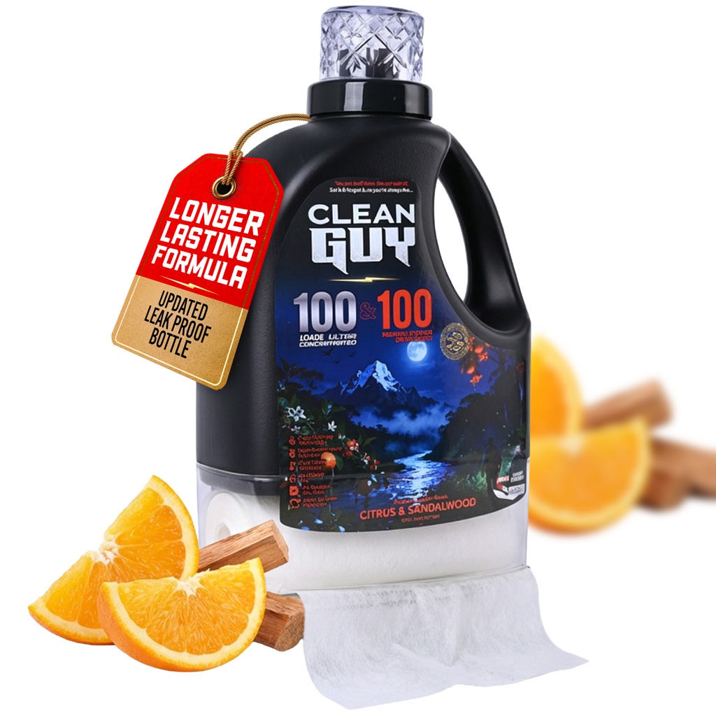 Clean Guy Heavy Duty Premium Laundry Detergent + Built-In Dryer Sheets (100 Loads) - Citrus and Sandalwood