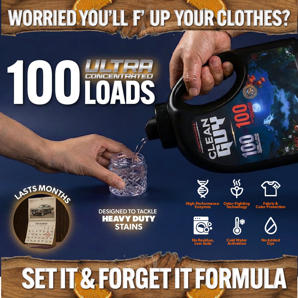 Performance Premium Laundry Detergent + Built-In Dryer Sheets (100 Loads) - CITRUS & SANDALWOOD. - Clean Guy