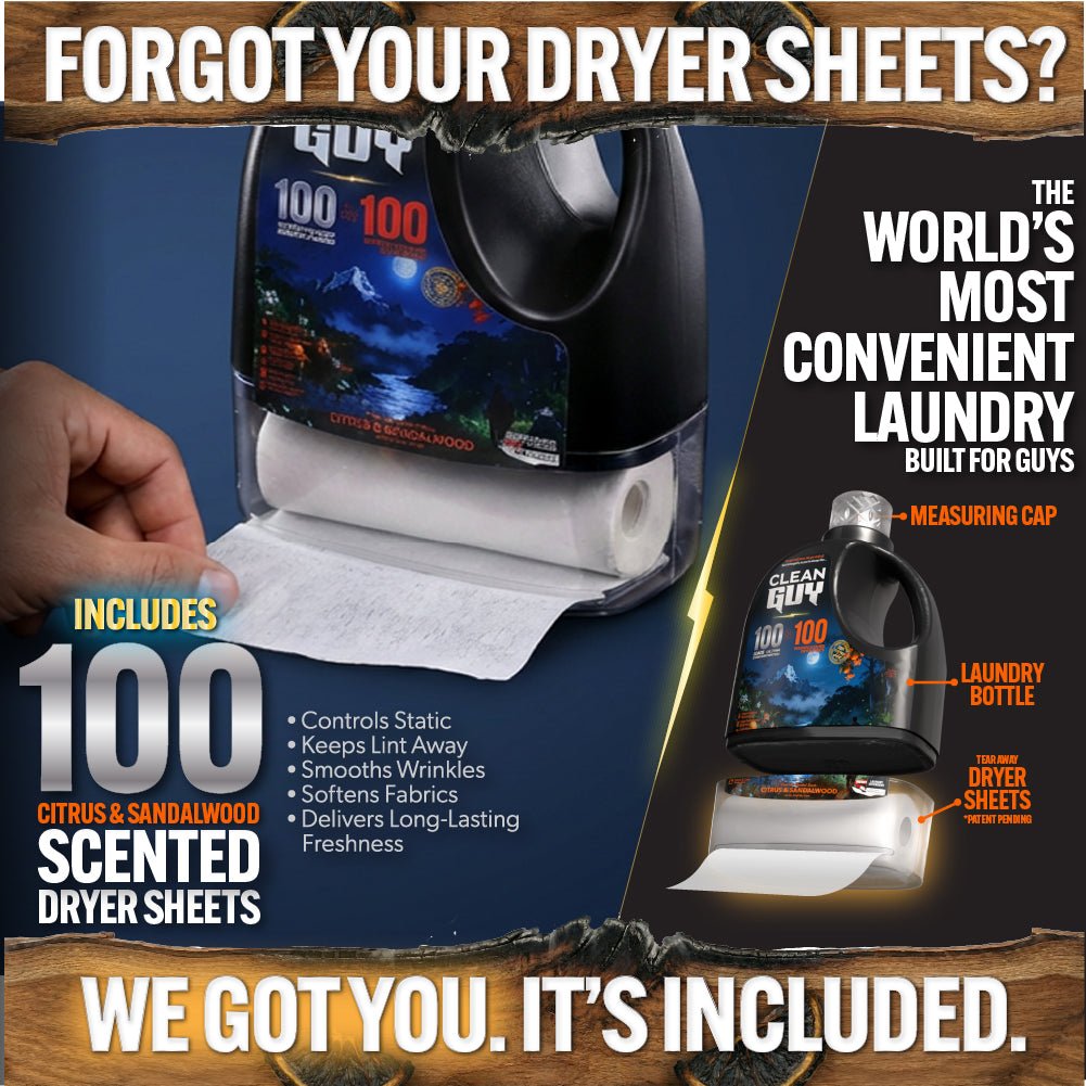 Performance Premium Laundry Detergent + Built-In Dryer Sheets (100 Loads) - CITRUS & SANDALWOOD. - Clean Guy