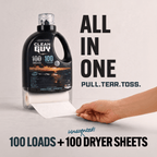 Heavy Duty Premium Laundry Detergent + Built-In Dryer Sheets (100 Loads) - FREE & CLEAR - Clean Guy