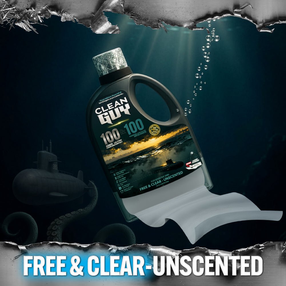 Performance Premium Laundry Detergent + Built-In Dryer Sheets (100 Loads) - FREE & CLEAR. - Clean Guy