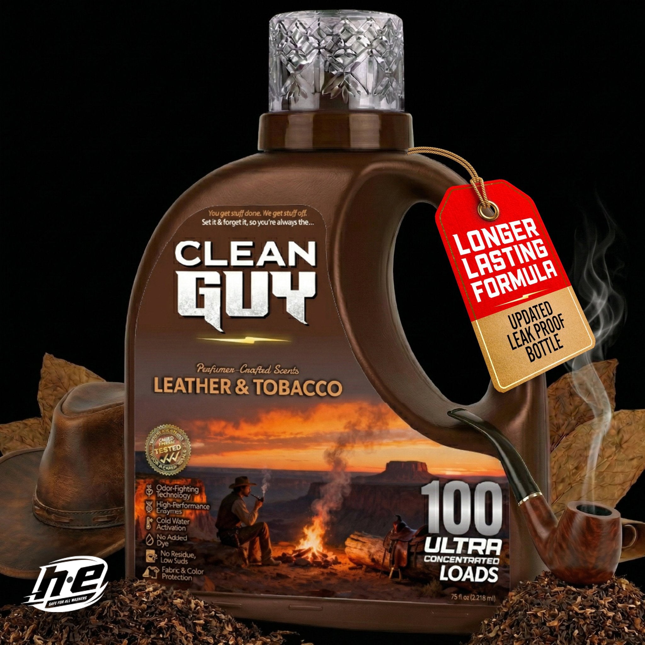 Heavy Duty Premium Laundry Detergent (100 Loads) - LEATHER & TOBACCO - Clean Guy