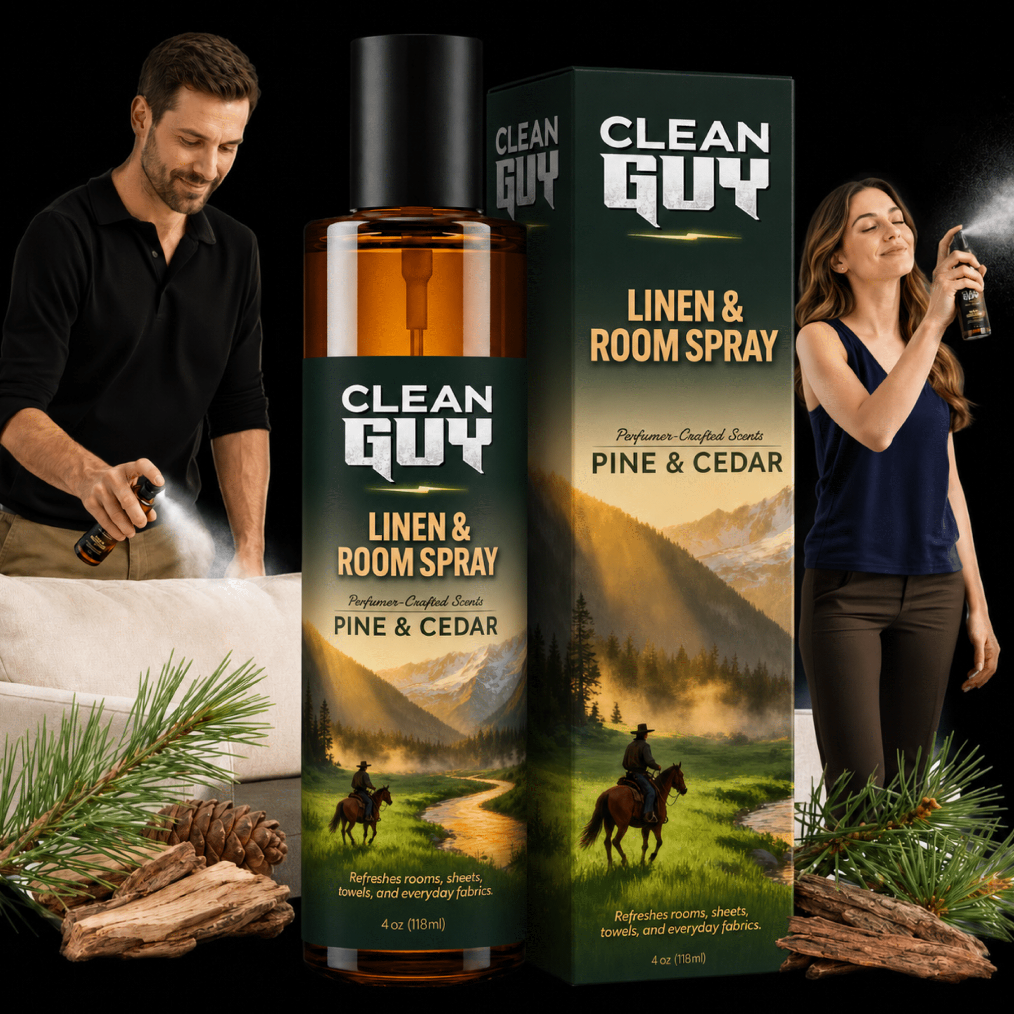 Linen & Room Spray 4oz - PINE & CEDAR - Clean Guy