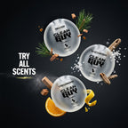 Three 'Clean Guy' product containers with different scents on a dark background
