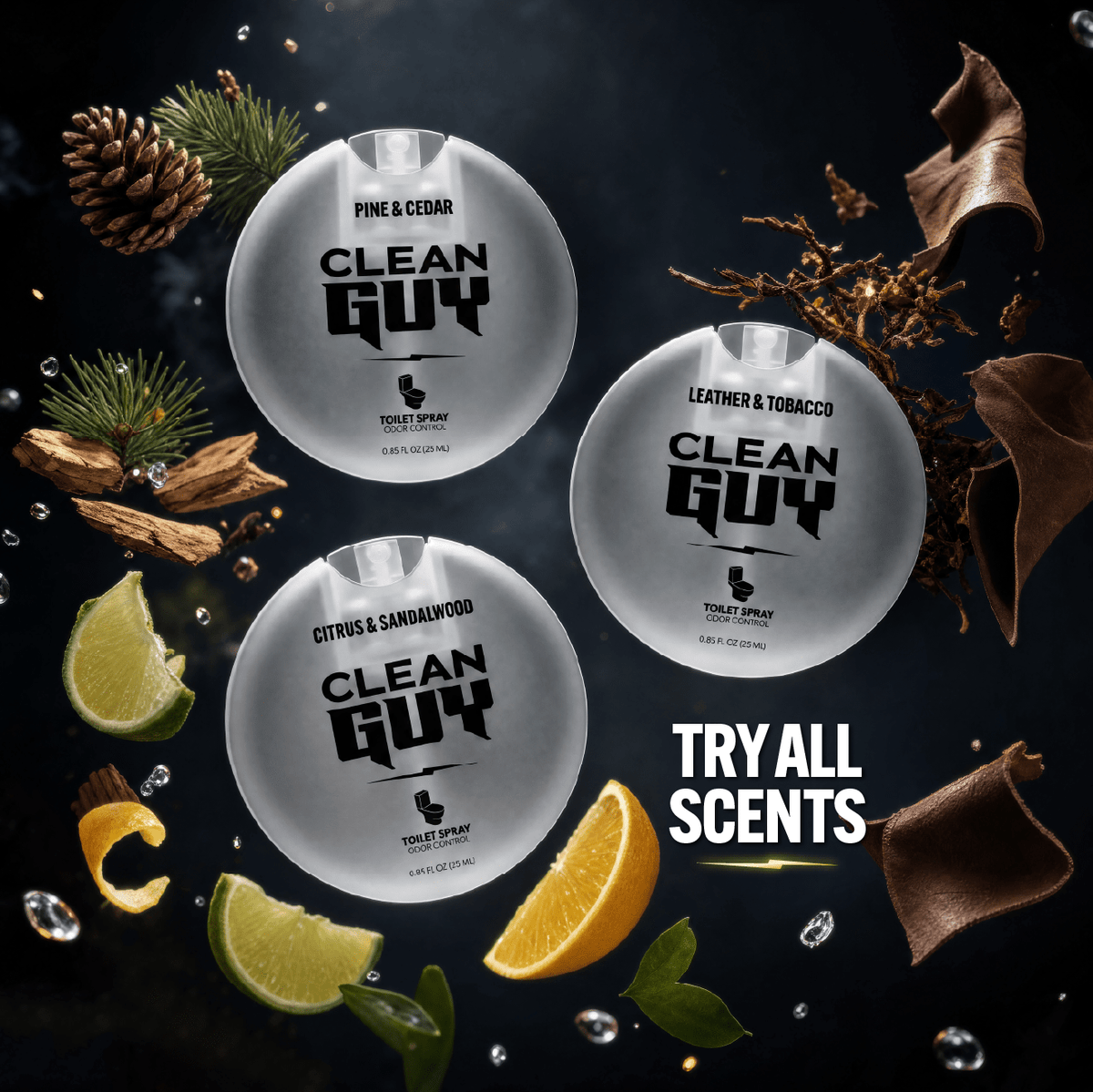 Toilet Spray 2 Pack - LEATHER & TOBACCO - Clean Guy