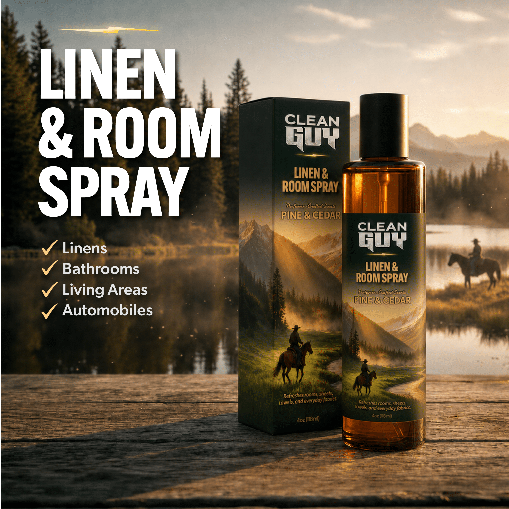 Linen & Room Spray 4oz - PINE & CEDAR - Clean Guy