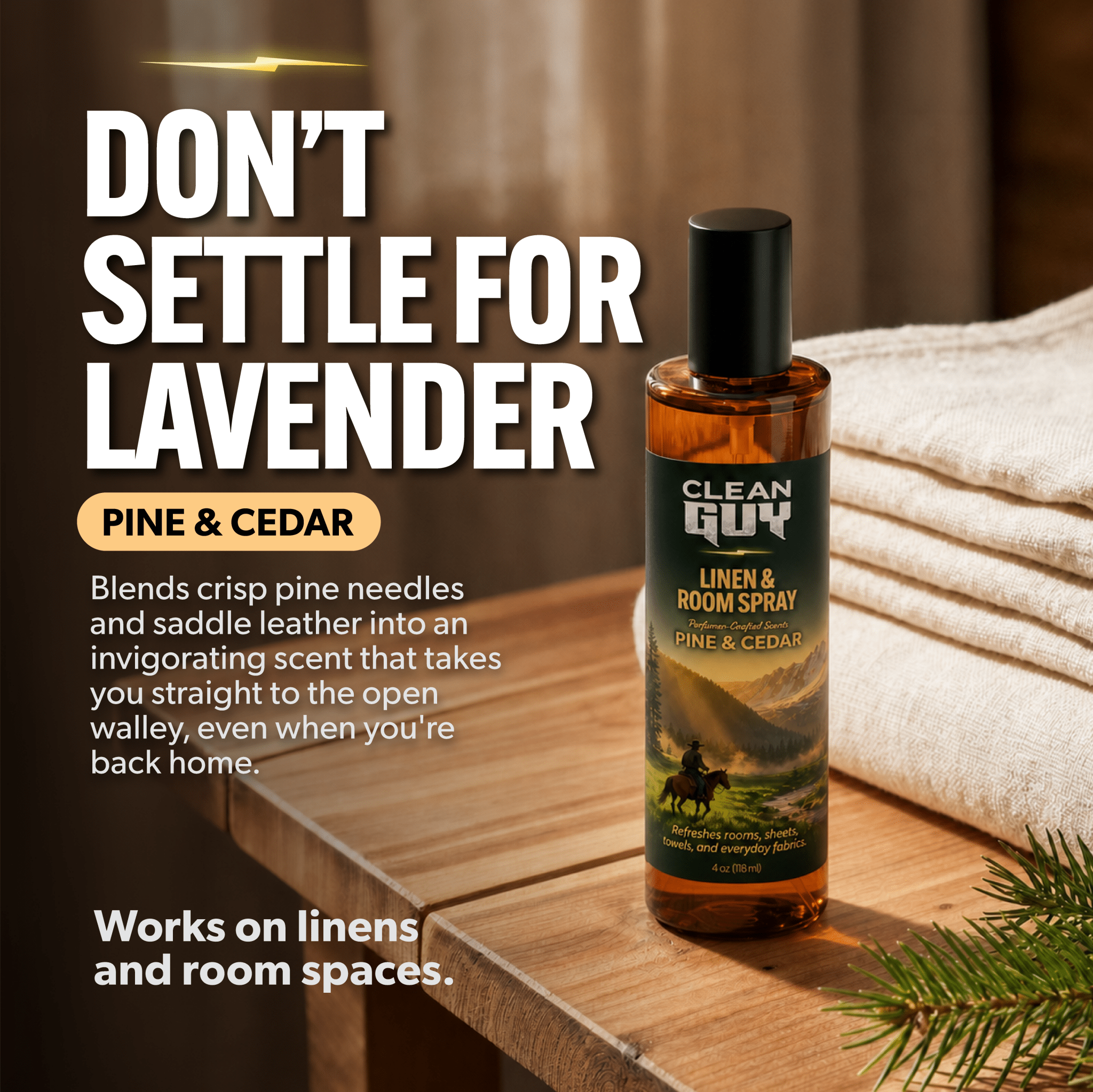 Linen & Room Spray 4oz - PINE & CEDAR - Clean Guy