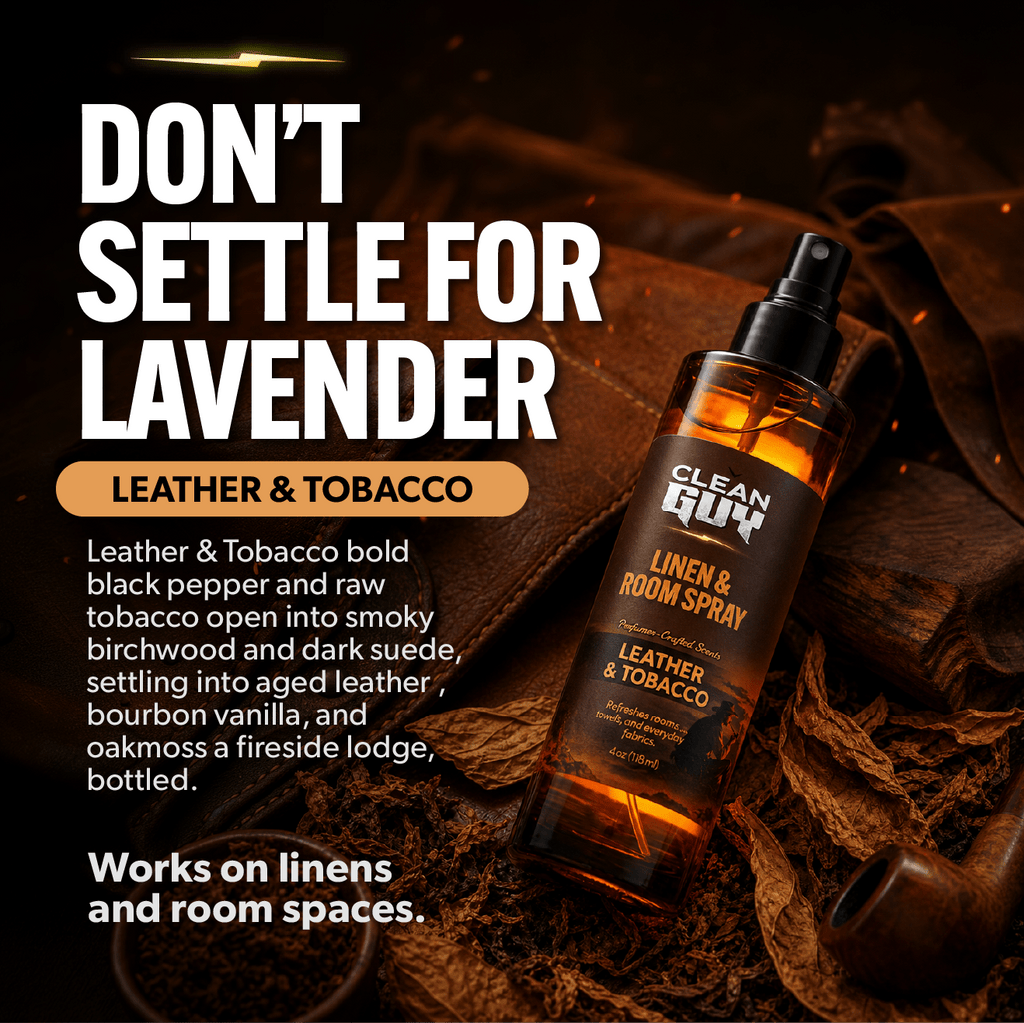 Linen & Room Spray 4oz - LEATHER & TOBACCO - Clean Guy
