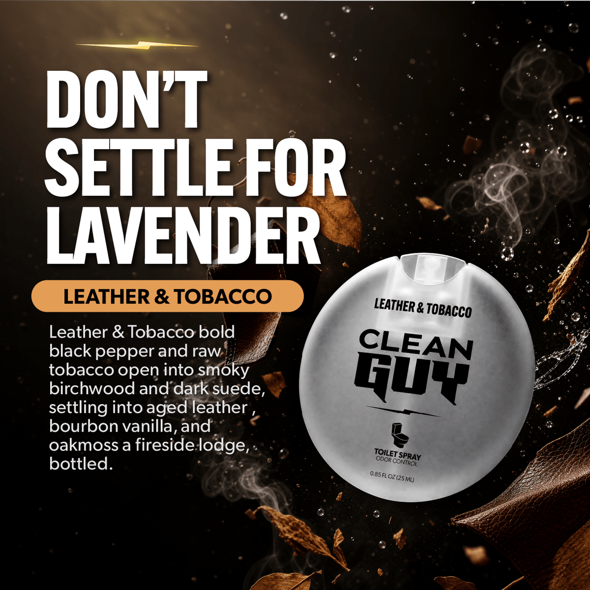 Toilet Spray 2 Pack - LEATHER & TOBACCO - Clean Guy