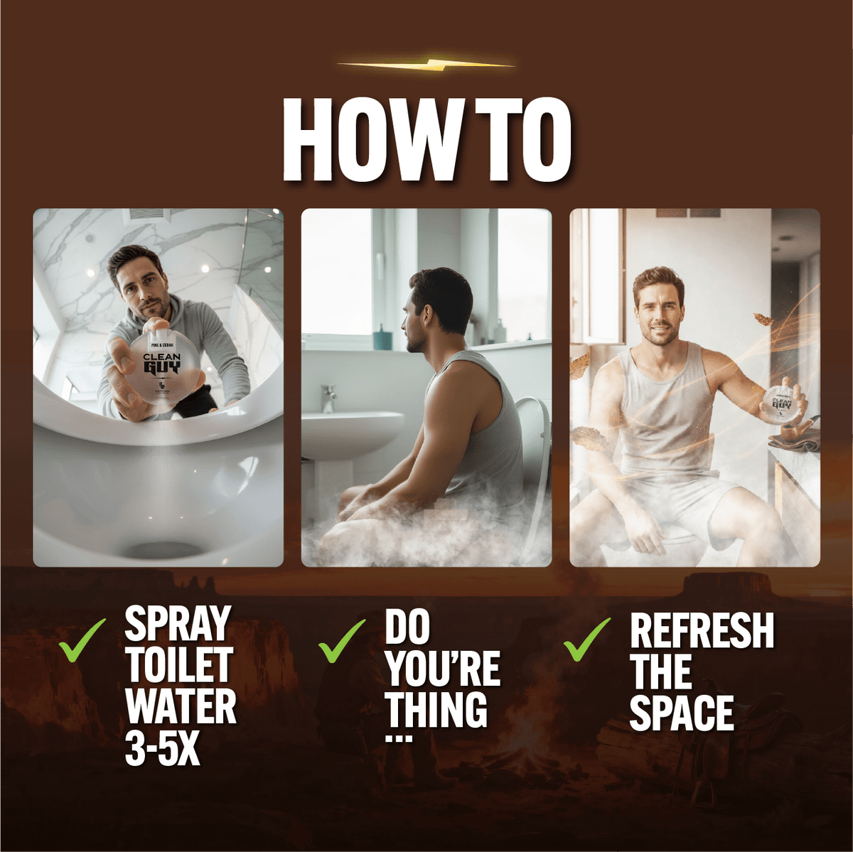 Toilet Spray 2 Pack - LEATHER & TOBACCO - Clean Guy