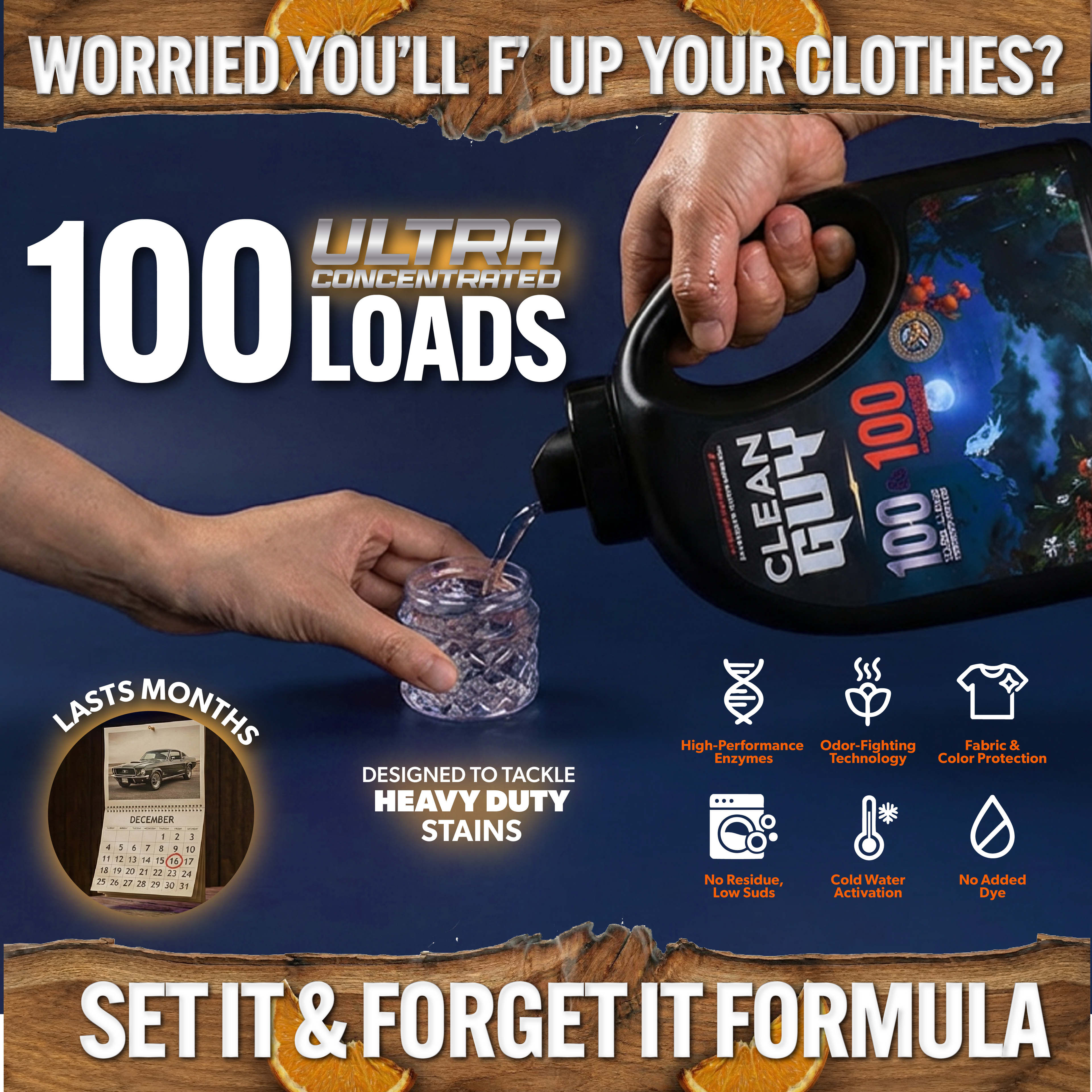 Heavy Duty Premium Laundry Detergent + Built-In Dryer Sheets (100 Loads) - CITRUS & SANDALWOOD