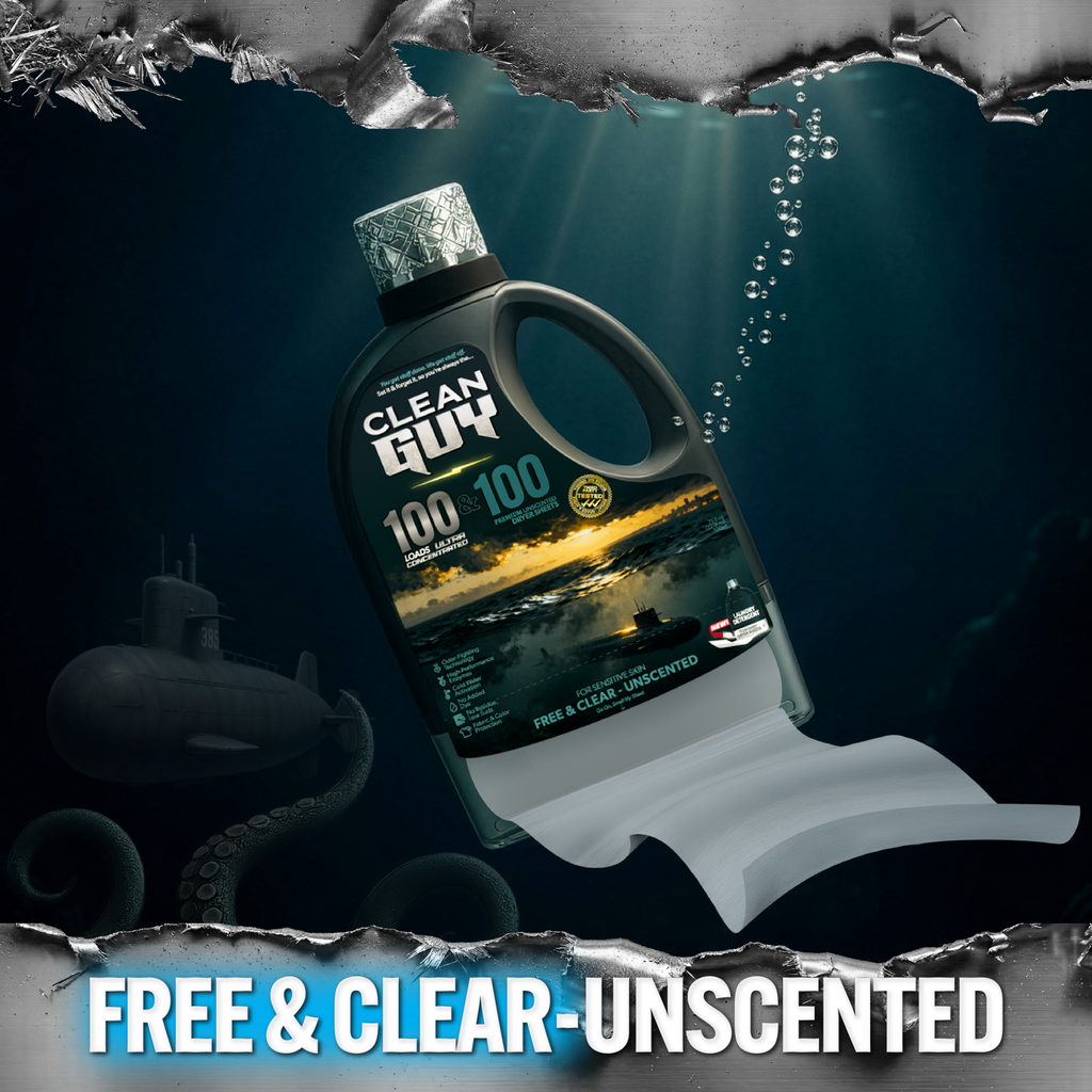 Heavy Duty Premium Laundry Detergent + Built-In Dryer Sheets (100 Loads) - FREE & CLEAR