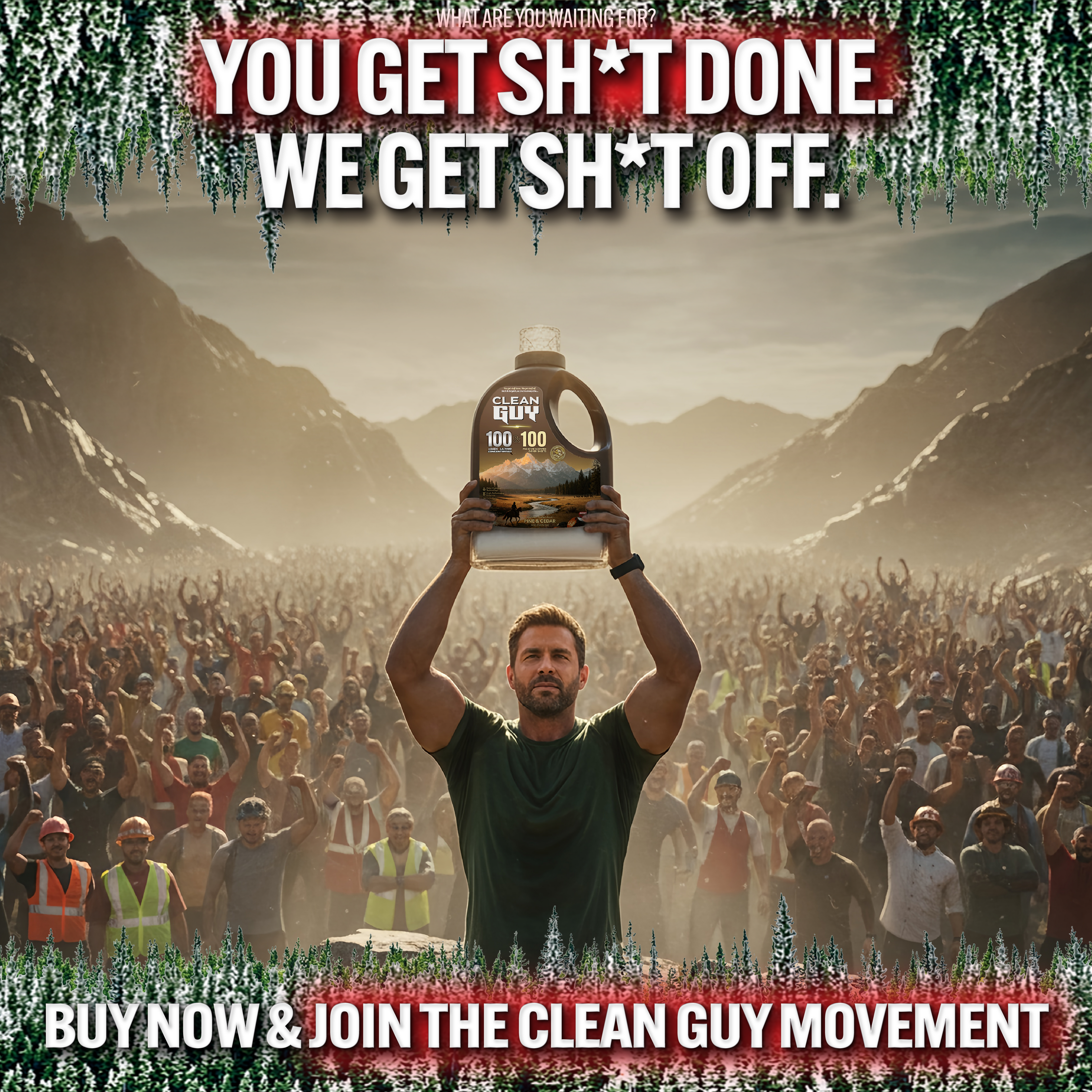 Heavy Duty Premium Laundry Detergent + Built-In Dryer Sheets (100 Loads) - PINE & CEDAR