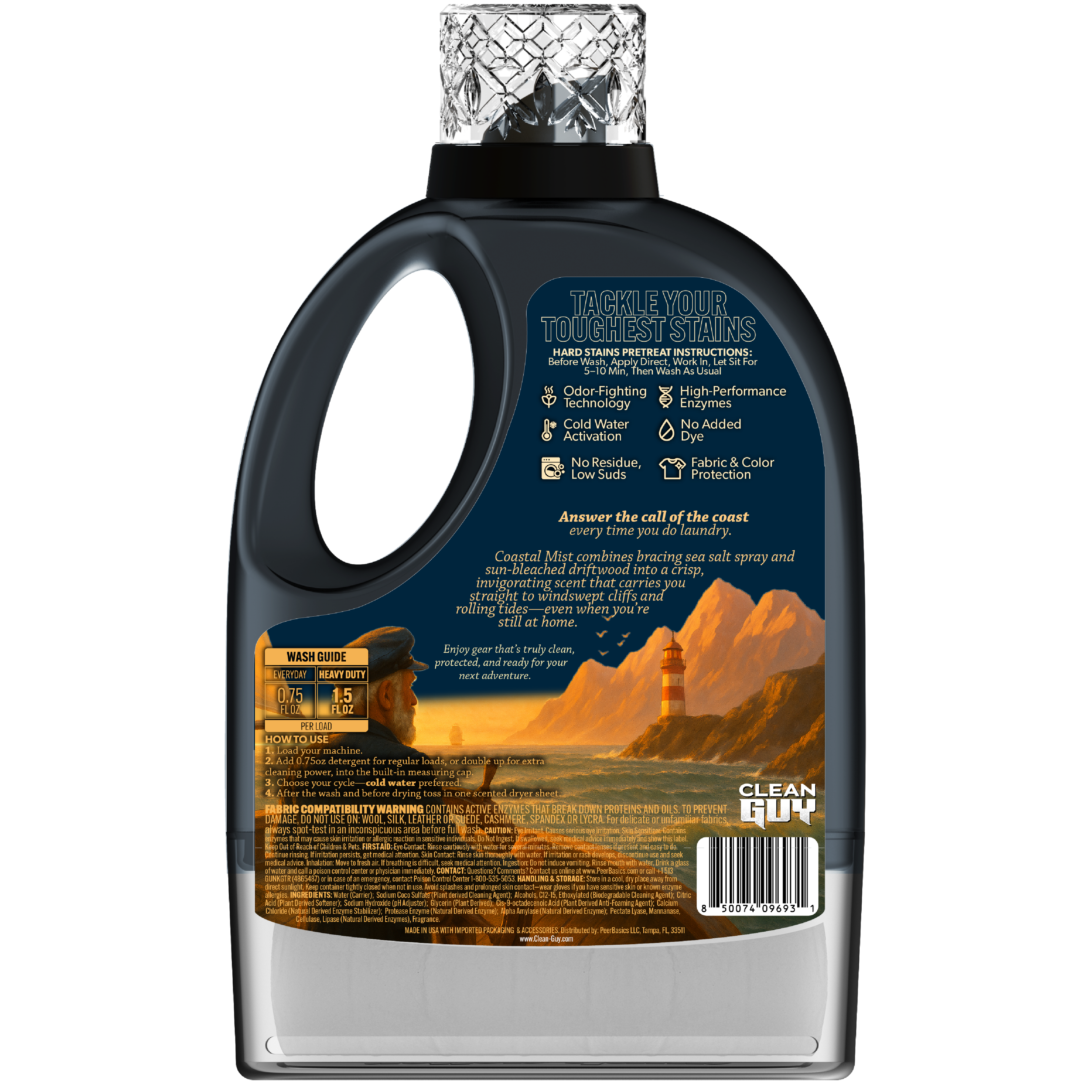 Heavy Duty Premium Laundry Detergent + Built-In Dryer Sheets (100 Loads) - SEA SALT & DRIFTWOOD