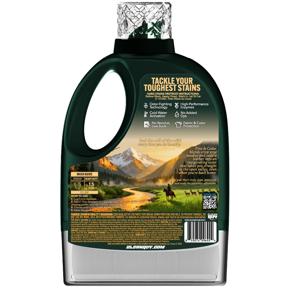 Heavy Duty Premium Laundry Detergent + Built-In Dryer Sheets (100 Loads) - PINE & CEDAR