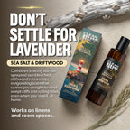 Clean Gun Sea Salt & Driftwood linen and room spray with packaging on a textured surface.