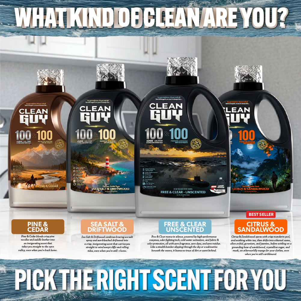 Performance Premium Laundry Detergent + Built-In Dryer Sheets (100 Loads) - SEA SALT & DRIFTWOOD.