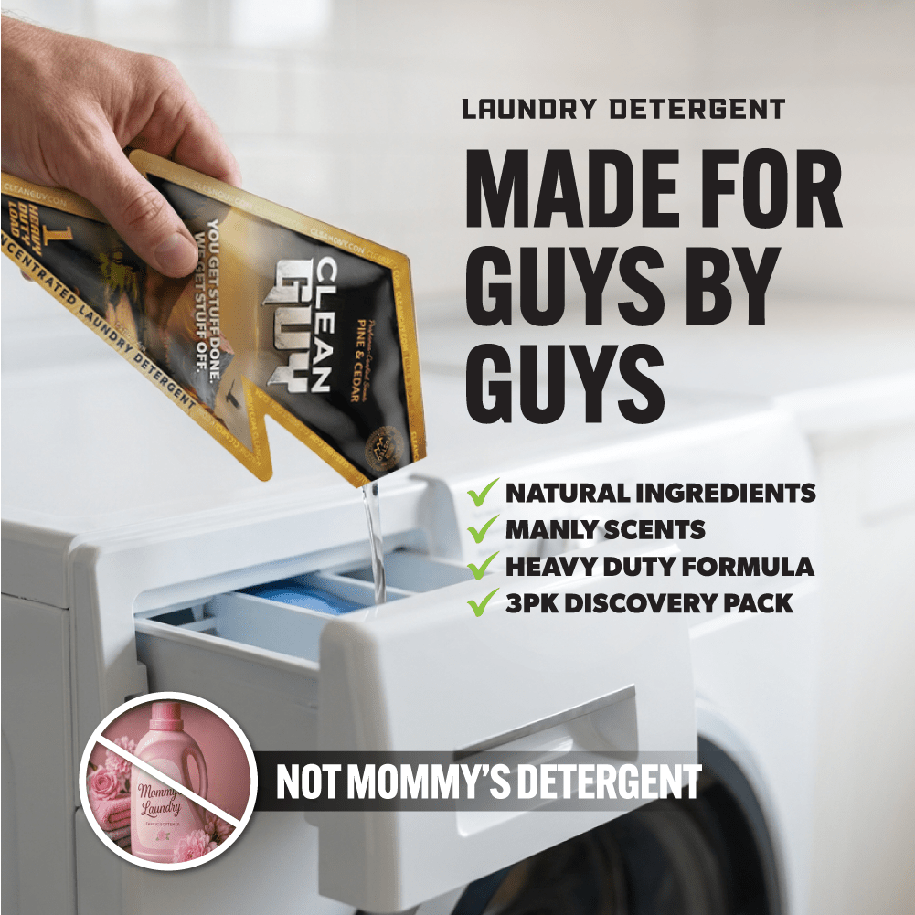 Laundry Detergent Travel Packs, 3 Pack Variety Trial Size, Ultra Concentrated Liquid Detergent Packets, 1 Load Each, Pine & Cedar, Leather & Tobacco, Citrus & Sandalwood - Clean Guy