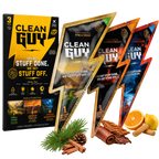 Laundry Detergent Travel Packs, 3 Pack Variety Trial Size, Ultra Concentrated Liquid Detergent Packets, 1 Load Each, Pine & Cedar, Leather & Tobacco, Citrus & Sandalwood - Clean Guy